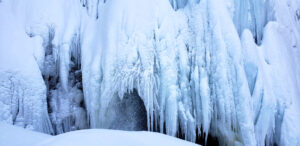 The Nanataki Falls are all but completely frozen!