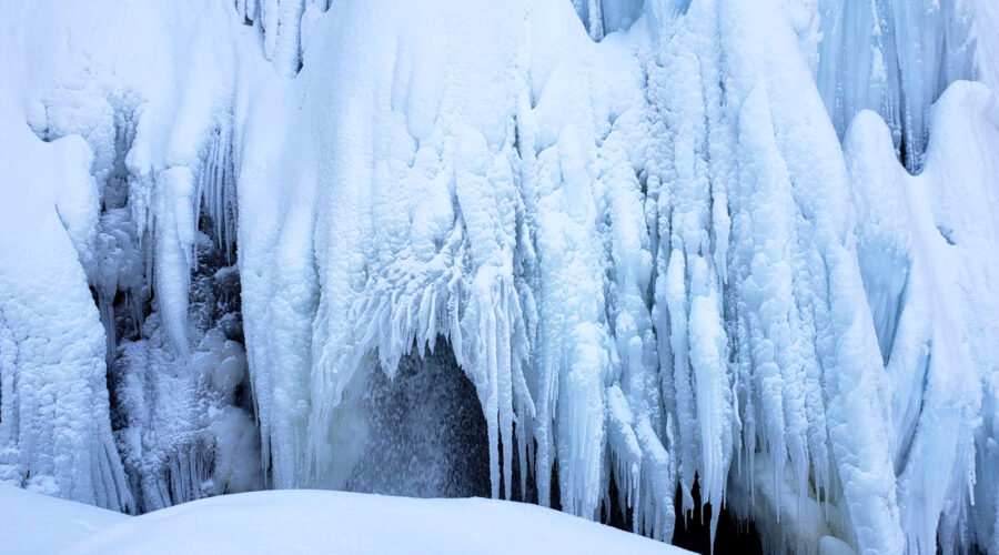 The Nanataki Falls are all but completely frozen!