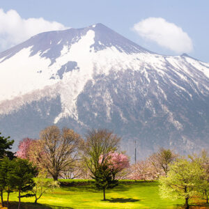 Mt. Iwate spring from Matsuo Sogo Sports Park